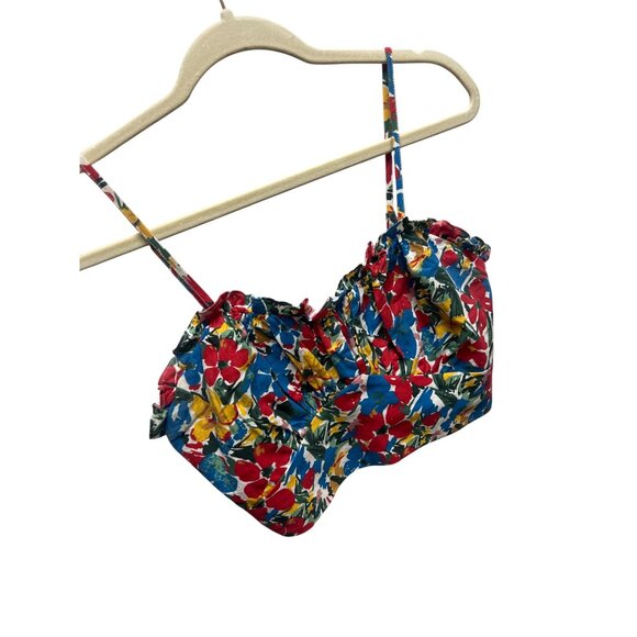 Molly Bracken Bright Color Floral Crop Bandeau Top - Picture 1 of 6